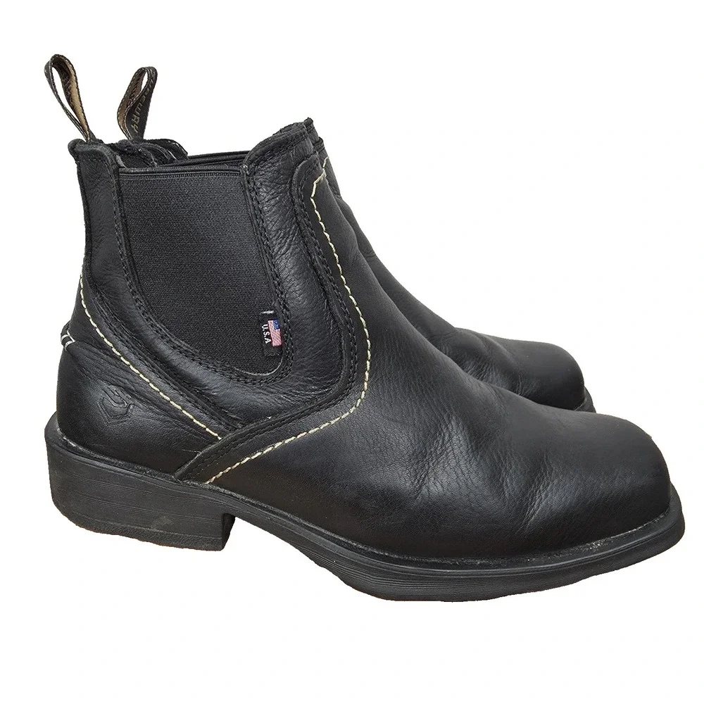 Sureway Chelsea Boots Mens 7.5 Black Leather Western Work Comfort‎ Safety